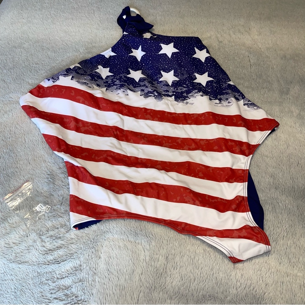 Lecapo Flag One Shoulder SwimSuit. New. size 4x (16/18)size 5x (18/20)